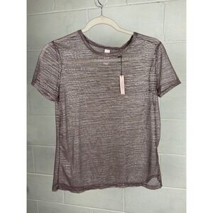 NWT Victoria's Secret Metallic Sheer Top Sparkle Shimmer Tee Shirt‎ Small